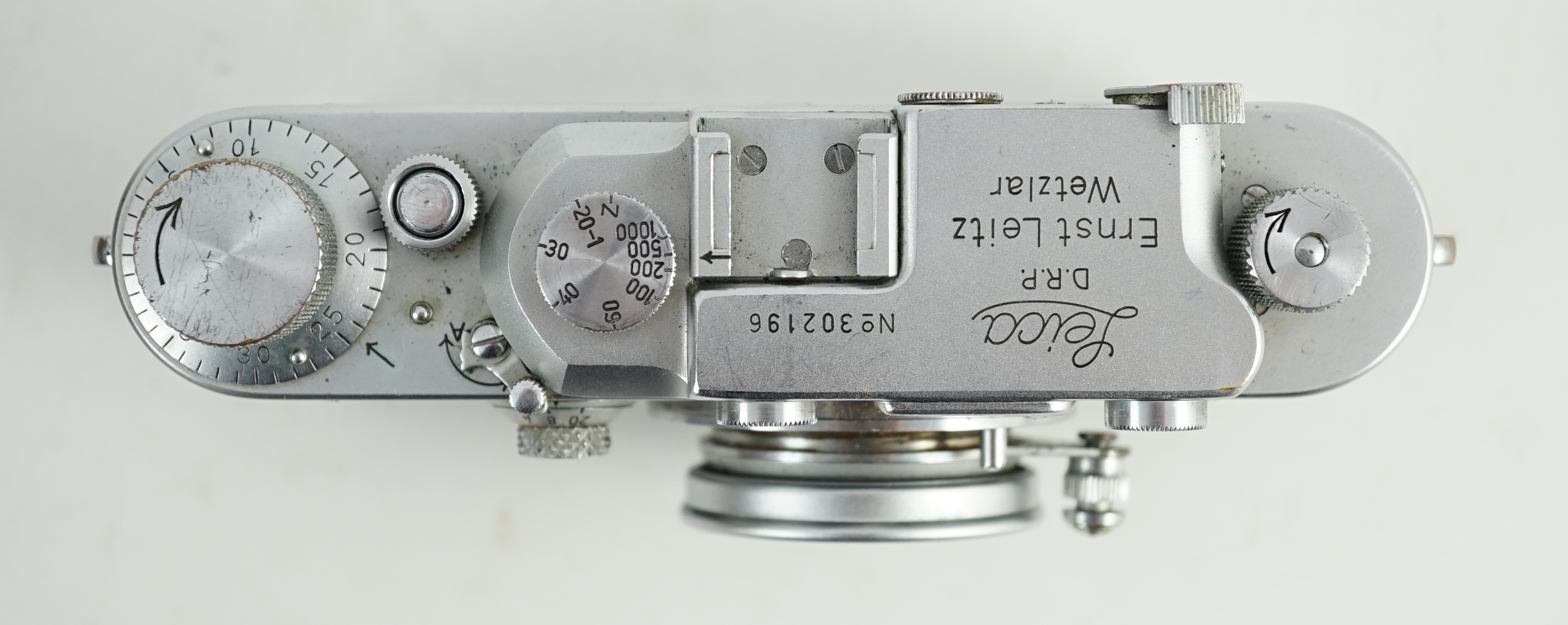 A Leica IIIa camera, number 302196 with Leitz Elmar F51:35 lens